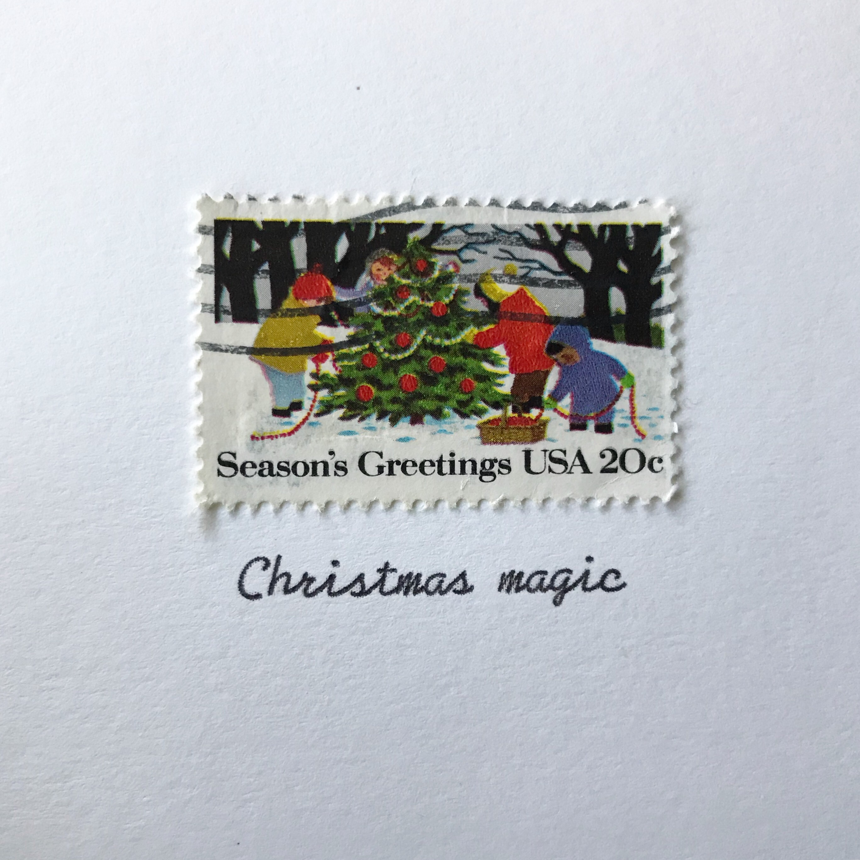 Galaxie Safari, christmas card, vintage postage stamp, vintage typewriter, holiday greetings, greeting card